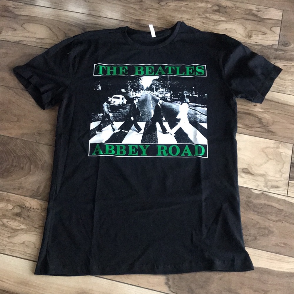 The Beatles Abby Road Black T-Shirt Green Logo Size L